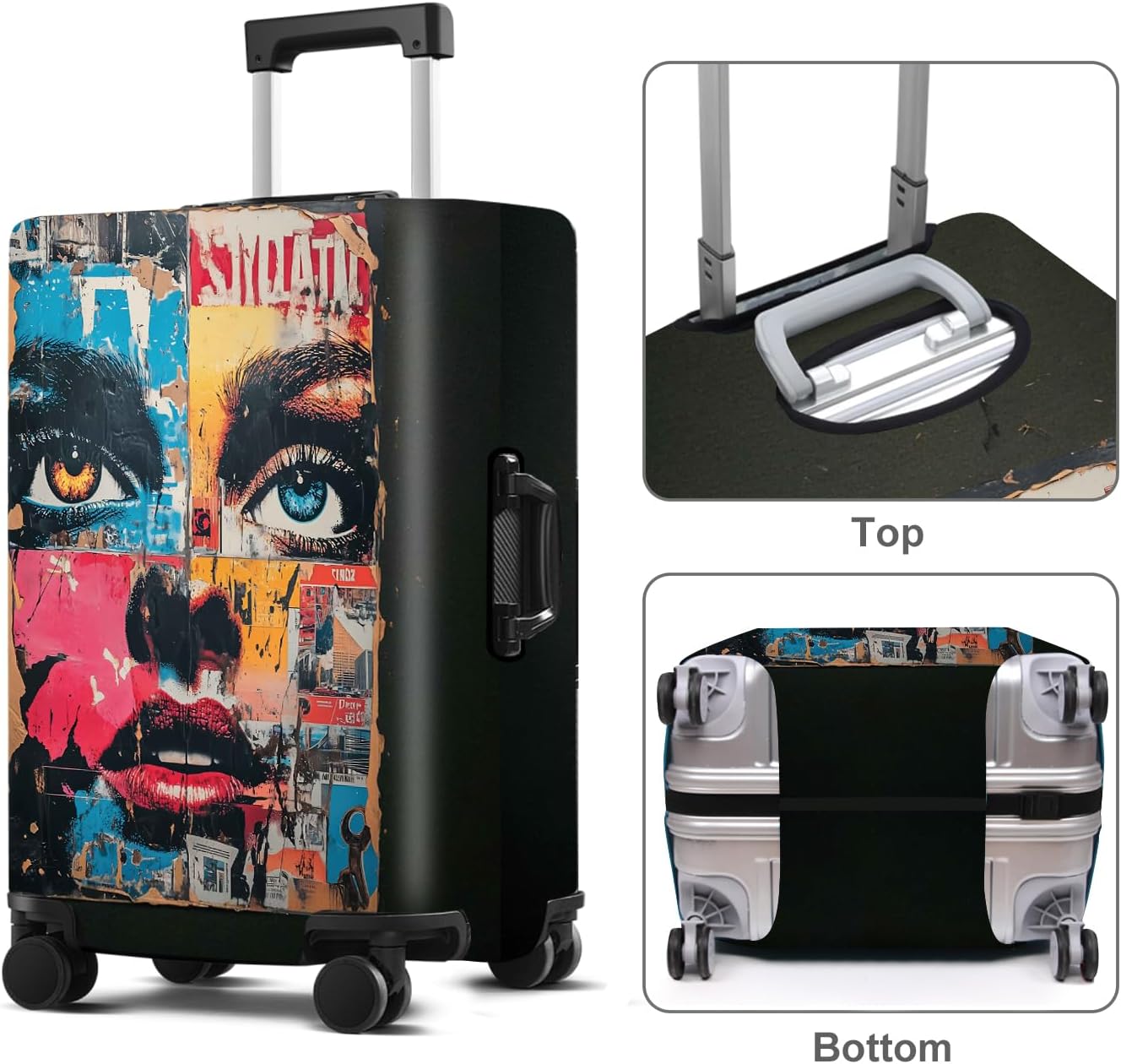 Luggage Cover Washable Suitcase Protector Anti-scratch Suitcase cover Fits 20-34 Inch Luggage (Girl-4, S(20-22inch suitcase))