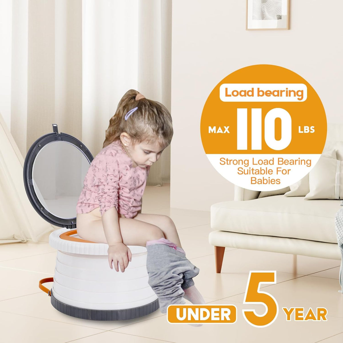 SunnySmile Portable Toilet for Kids,Portable Potty Seat for Toddler Travel,Travel Potty with Travel Bag, Applicable to Camping, Indoor/Outdoor Use, Includes 75 Replacement Bags