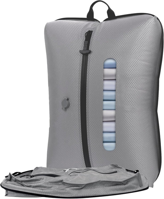 2025 Vacuum Bags for Travel with See-Through Window Space Saver Vacuum Seal Bags for Clothing Travel IP67 Reusable Packing Organizers for Luggage, Backpack, Suitcase Grey 1PC+No Pump