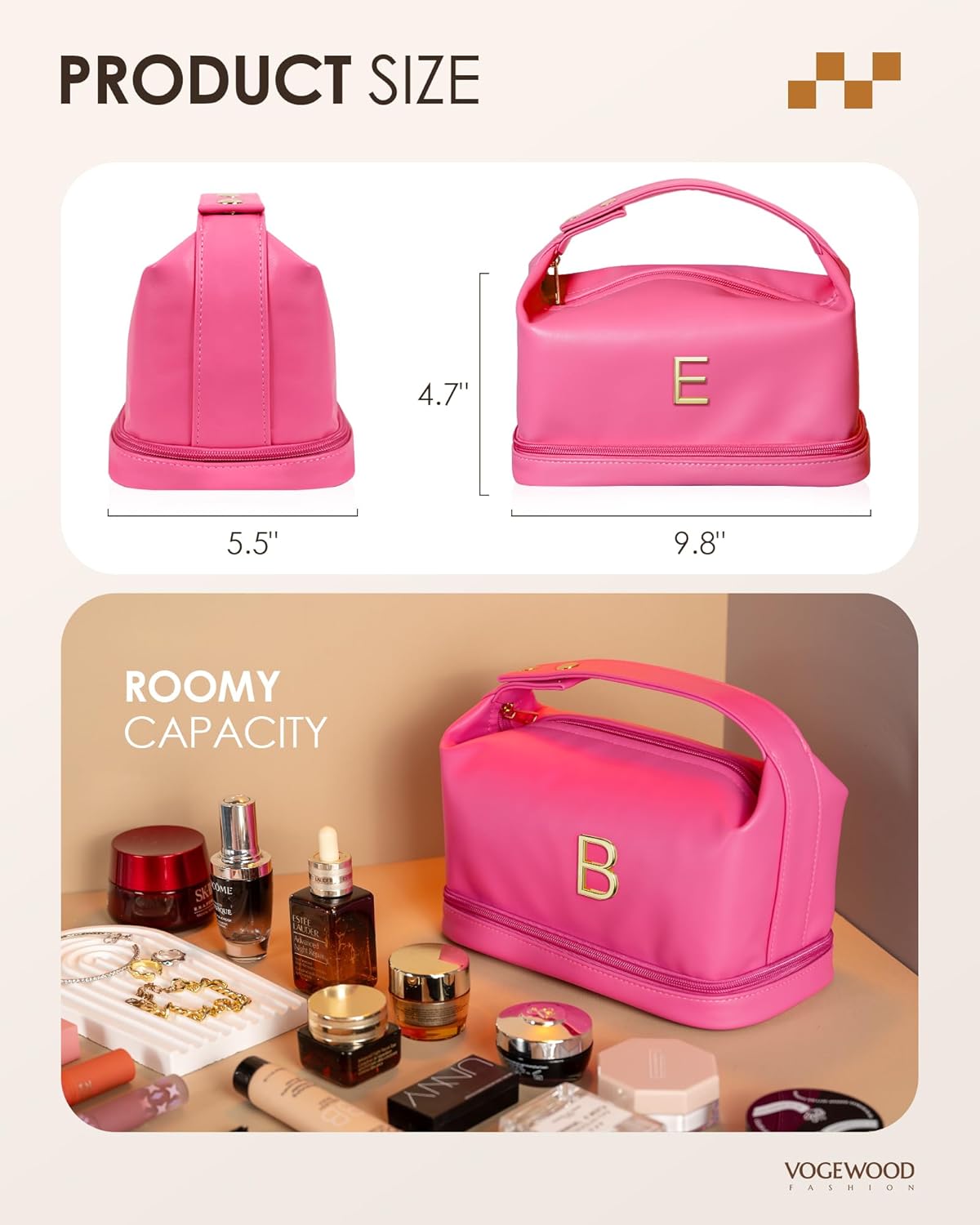 Makeup Bag for Daughter, Personalized Makeup Bag with Handle, Gift Set for Women Cosmetic Bag with Makeup Brush Organizer, Cute Cosmetic Pouch for Women, Gifts for Friend Female Mom