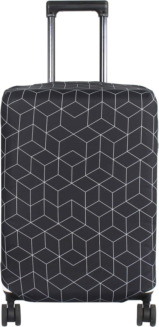 HYPER VENTURE Washable Luggage Cover - Fashion Suitcase Protector Fits 23-26 Inch Luggage (Black Maze, M)