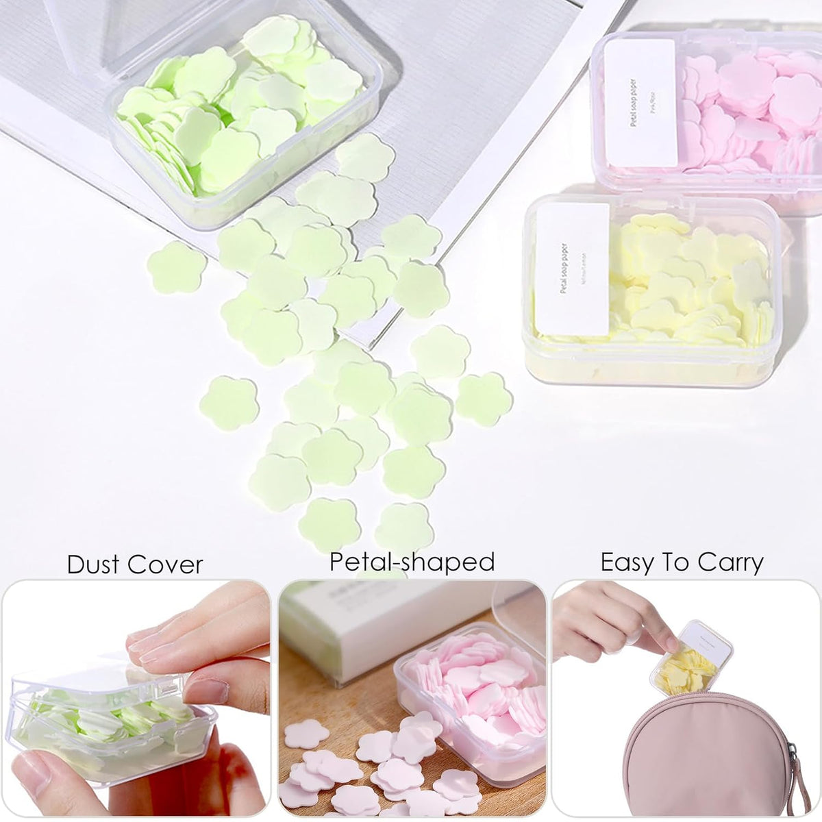 300pcs Portable Hand Washing Soap Sheets, Scented Mini Soap Sheets, Disposable Soluble Soap for Outdoor Travel, Camping, Hiking (Pink)