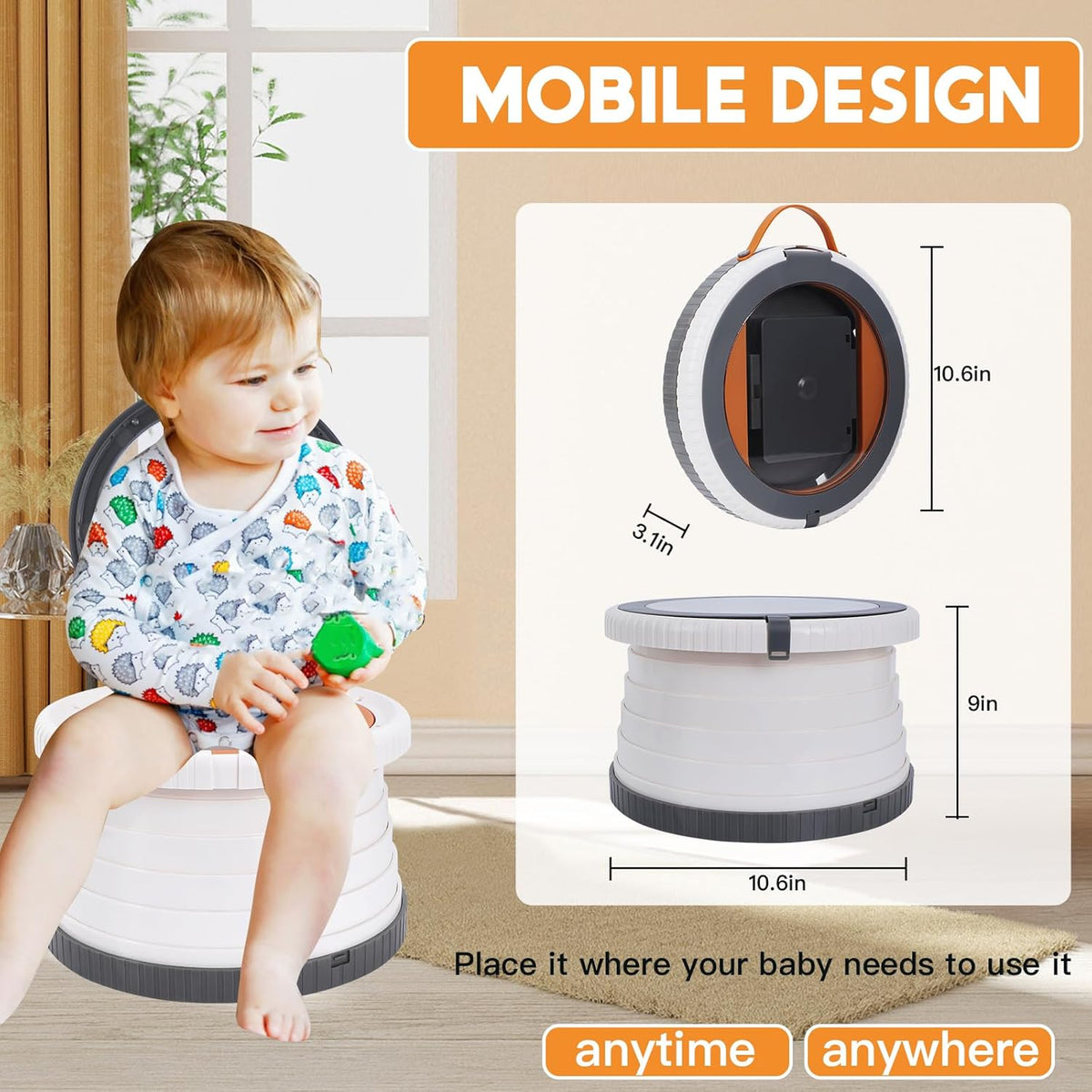 SunnySmile Portable Toilet for Kids,Portable Potty Seat for Toddler Travel,Travel Potty with Travel Bag, Applicable to Camping, Indoor/Outdoor Use, Includes 75 Replacement Bags