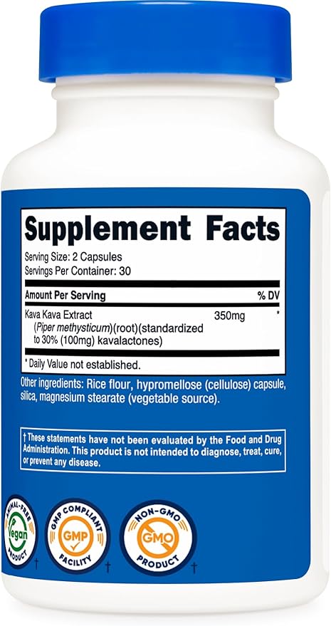 Nutricost Kava Kava Capsules 350 MG Per Serving, 60 Capsules, 30 Servings - Non-GMO, Vegan