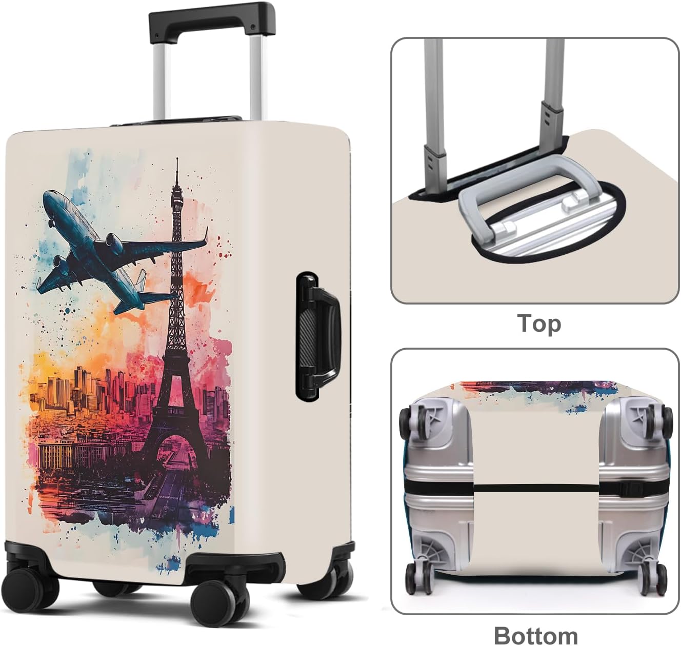 Luggage Cover Washable Suitcase Protector Anti-scratch Suitcase cover Fits 20-34 Inch Luggage (Tower-2, S(20-22inch suitcase))