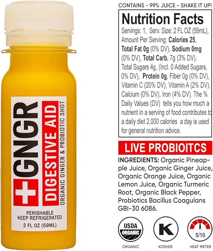 '+GNGR Immunity Sampler Organic Ginger Wellness Shots - Premium Ginger Shots for All Natural Digestive Support and Immune Support, Digestive Aid, Gut Cleanse and Detox (2 Oz, Pack of 12)