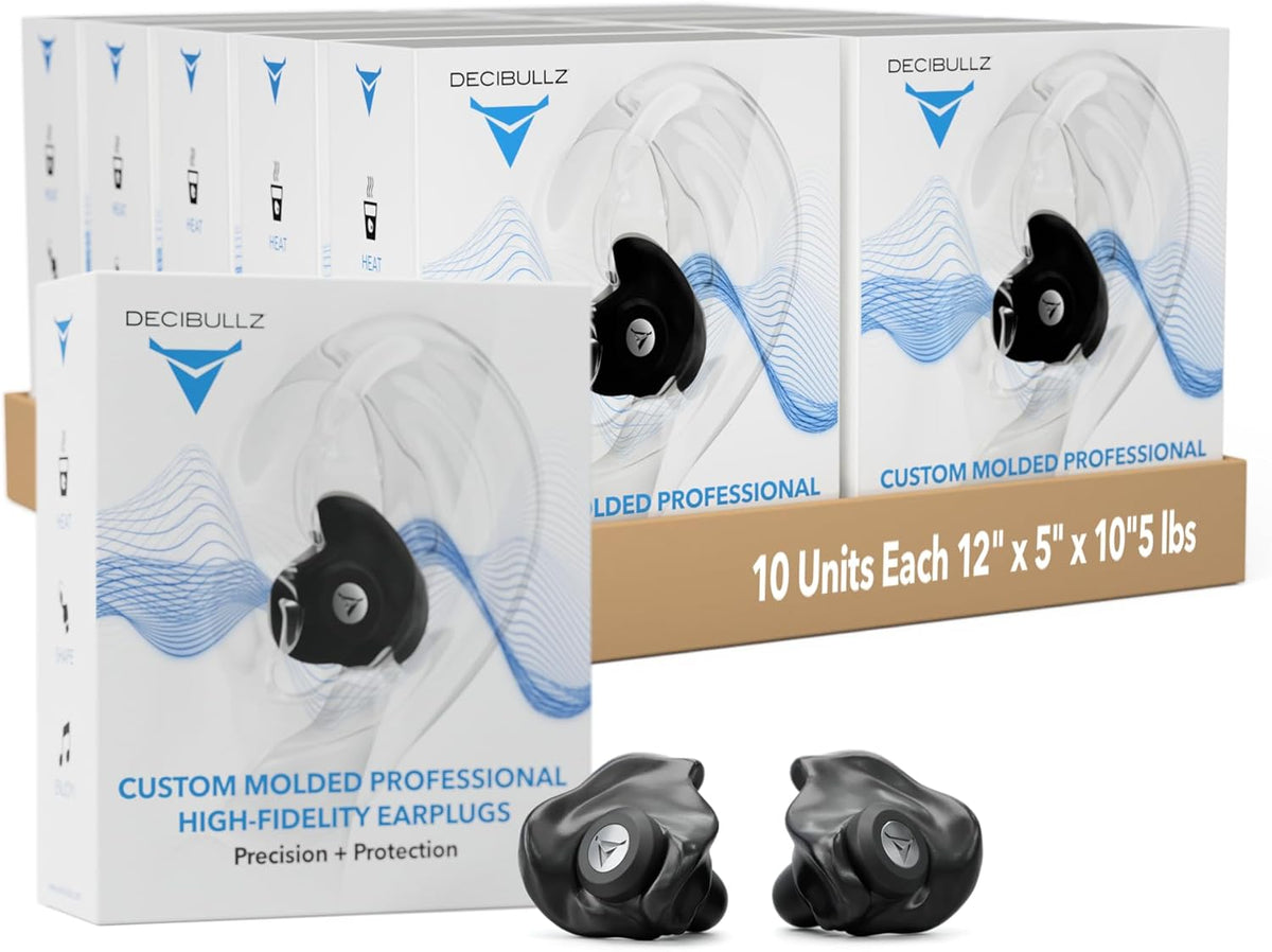 Decibullz Professional Moldable Earplugs Master Case Pack (10 Pairs) – Bulk Ear Plugs Individually Wrapped, High-Fidelity Hearing Protection for Concerts, Festivals, Musicians, DJs – Custom Fit