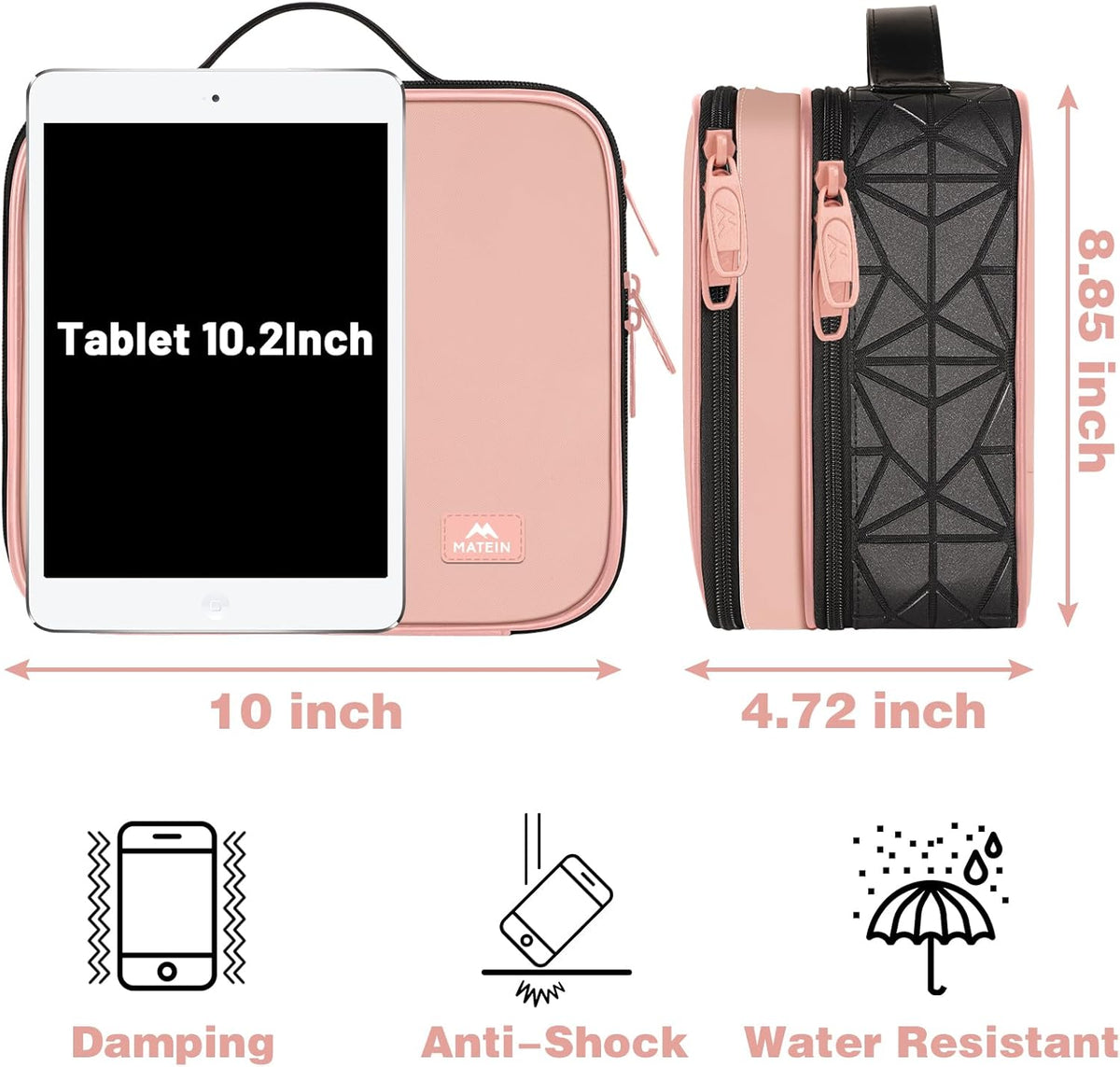 MATEIN Cord Organizer Case with Adjustable Divider, DJ Cable File Bag for DJ Gear, Sound Instrument and Music Equipment Accessories, Shockproof Portable Double Layer Cord Bags, Pink
