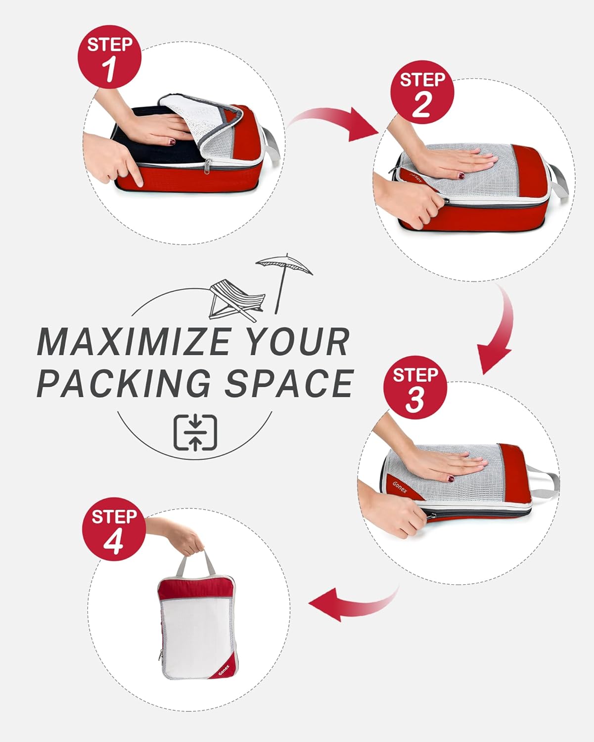 Compression Packing Cubes, Gonex Extensible Storage Mesh Bags Organizers