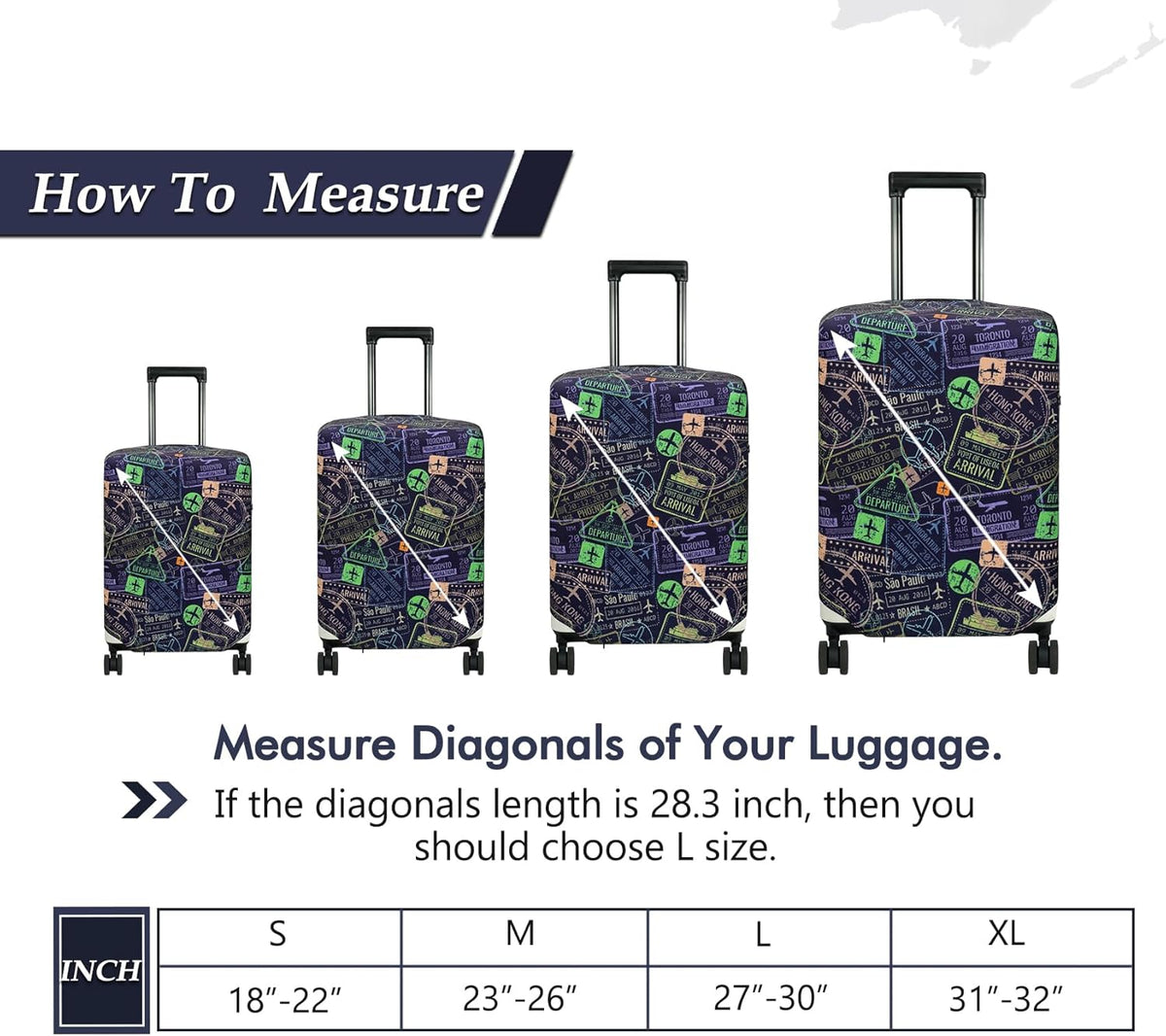 HYPER VENTURE Washable Luggage Cover - Fashion Suitcase Protector Fits 23-26 Inch Luggage (Urban Passport, M)