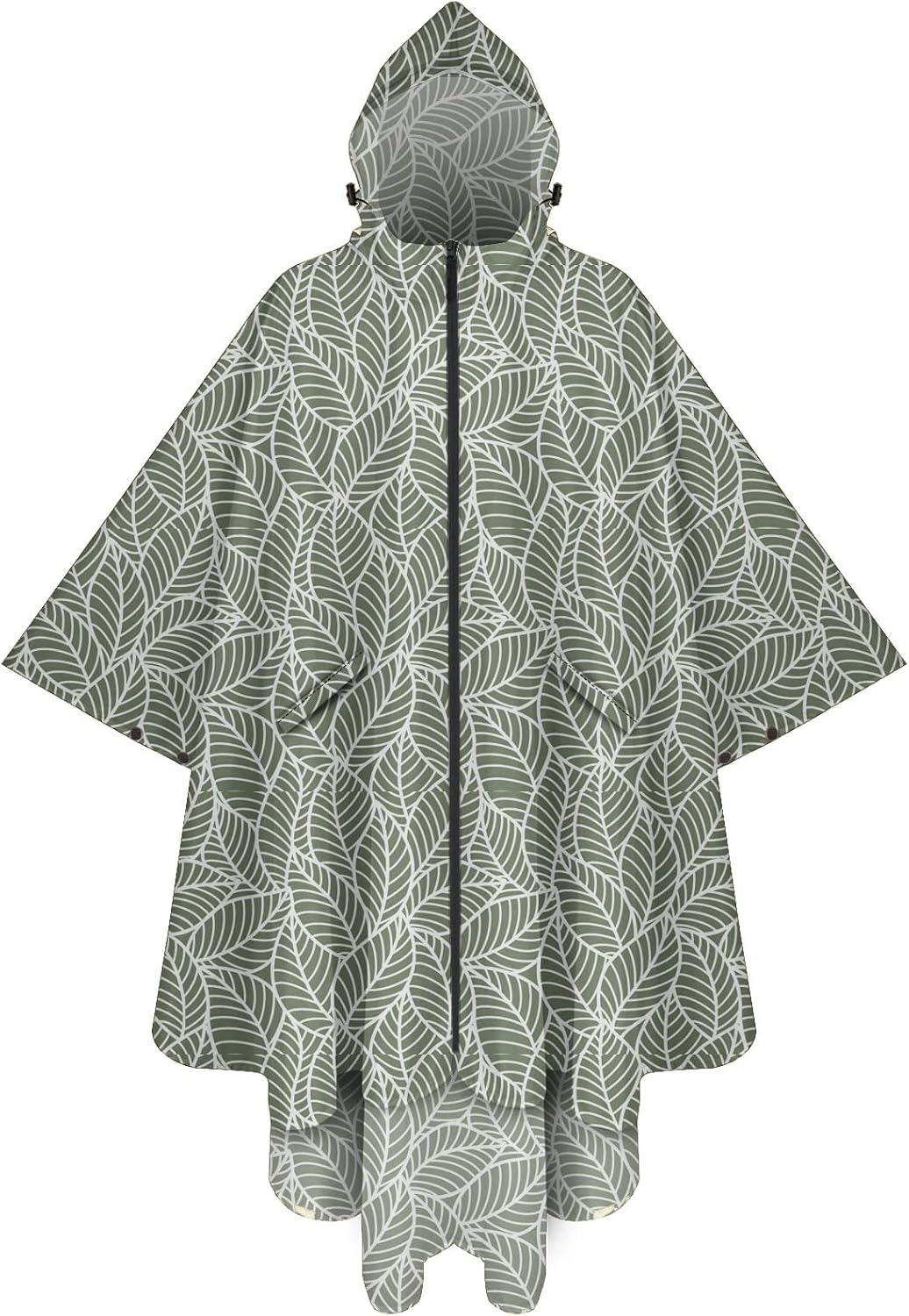 PTEROMY Hooded Rain Poncho for Adult with Pocket and Zipper, Waterproof Lightweight Raincoat for Men and Women