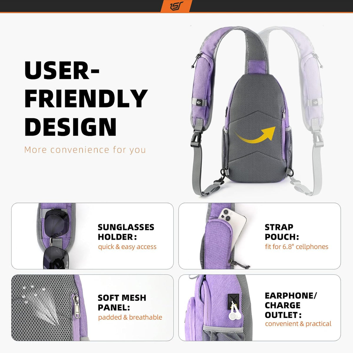 SKYSPER Sling Bag RFID Crossbody Sling Backpack Cross Body Shoulder Bag Travel Hiking Daypack for Women Men