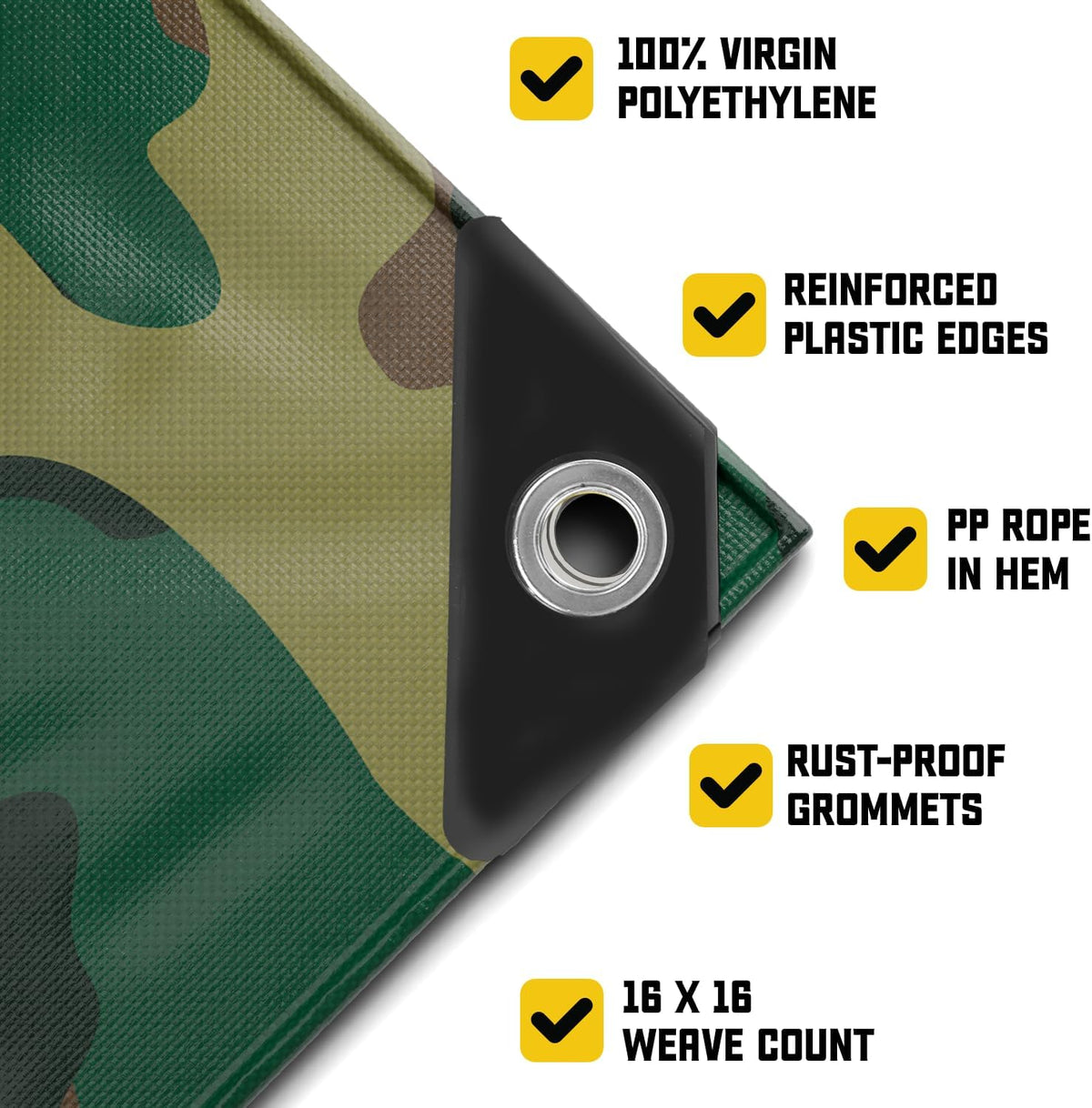 Core Tarps Extreme Heavy Duty 20 Mil Tarp Cover, Waterproof, UV Resistant, Rip and Tear Proof, Poly Tarpaulin with Reinforced Edges for Roof, Camping, Patio, Pool, Boat (Camouflage/Green 20′ X 30′)