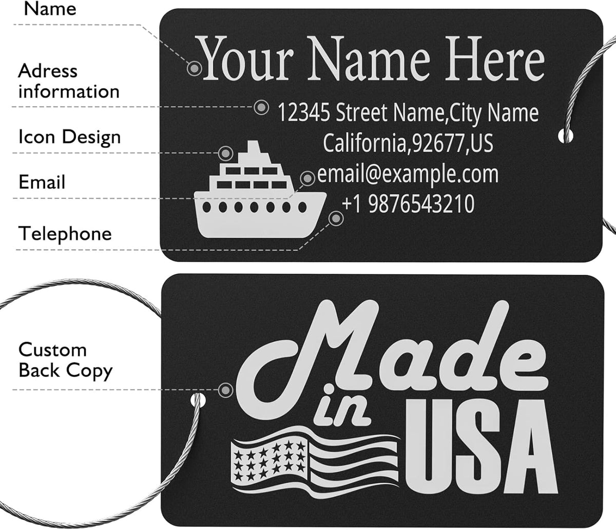 Luggage Tags for Suitcase - Personalized Engraved Metal Tag for Cruise Travel - Custom Name Tags Suitable for Bags and Backpacks(Orange)