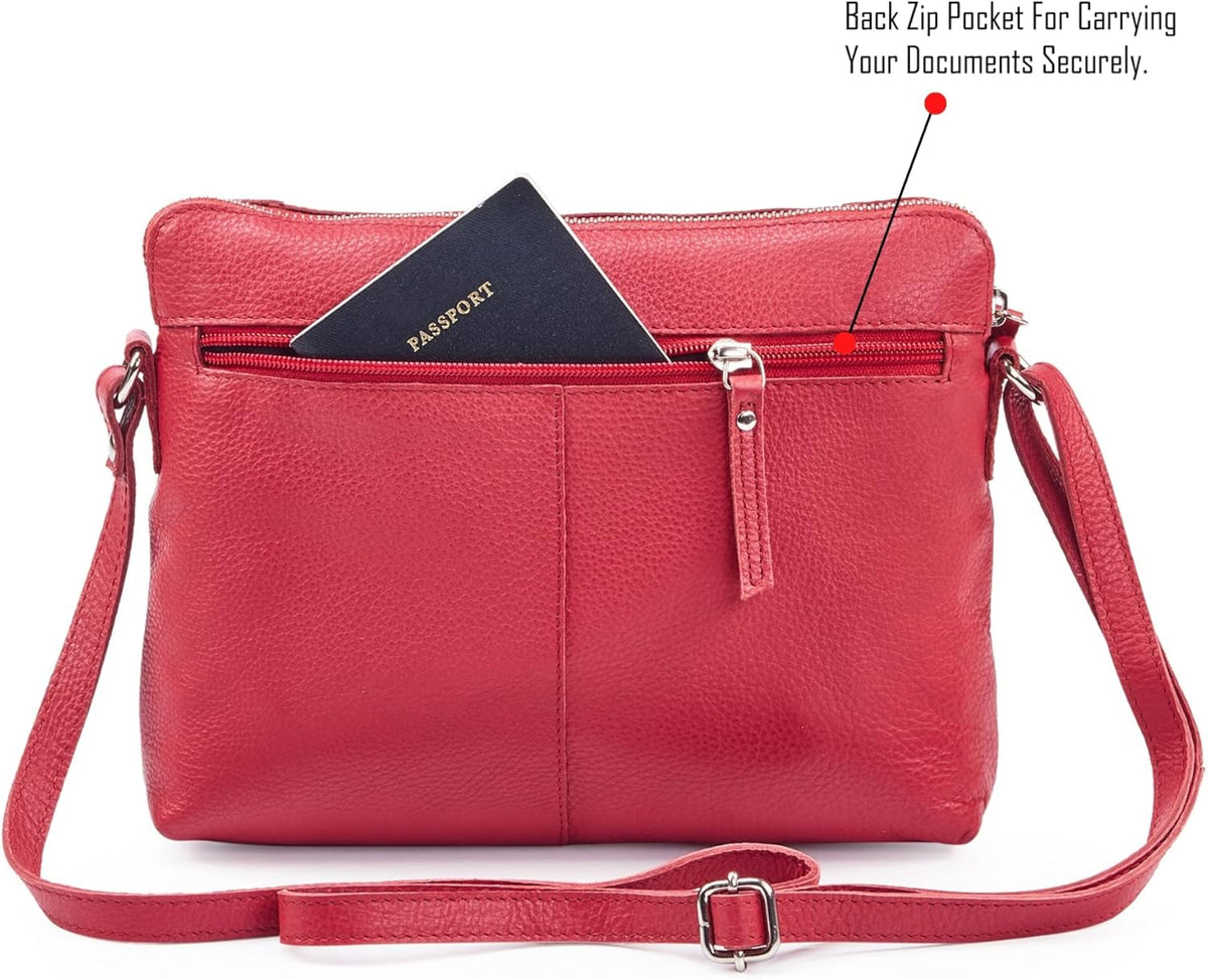 Wise Owl Accessories Small Soft Pebbled Real Leather Crossbody Handbags Purses Sling Crossover Shoulder Bag