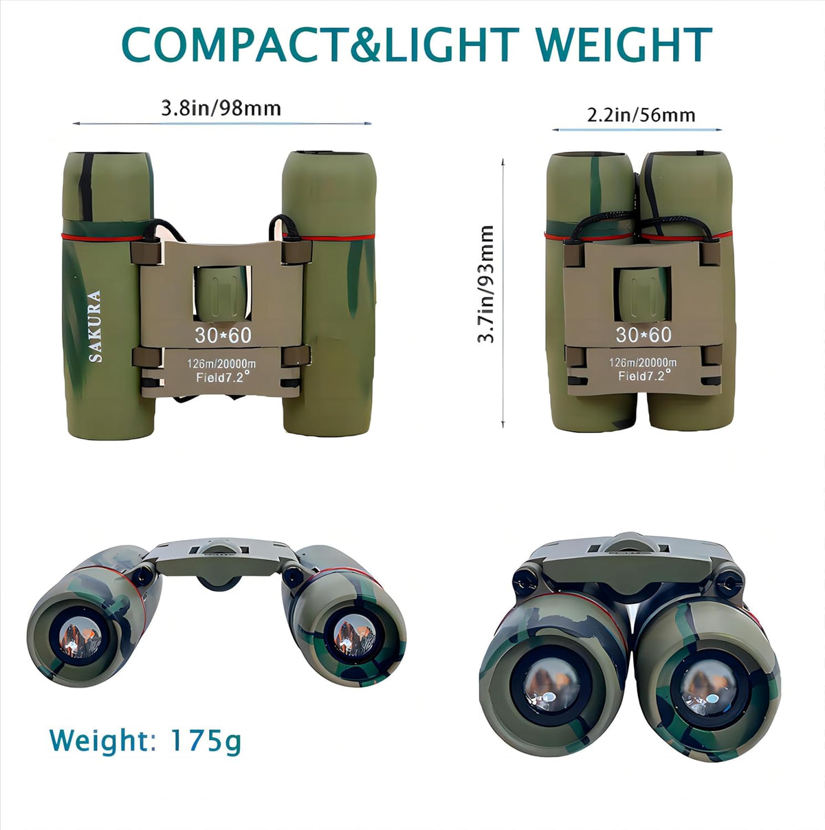 Compact 30x60 Binoculars for Adults and Kids,Foldable Lightweight Easy Focus Small Binoculars for Bird Watching Travel Sightseeing Hunting Concert Theater Opera