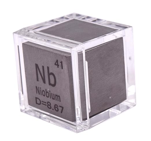 1" 25.4mm Niobium Metal Cube Nb up to 99.9% Pure Periodic Table Element Engraved Density Collection Science Education Display Block Cube + Acrylic Case Box - 1PC