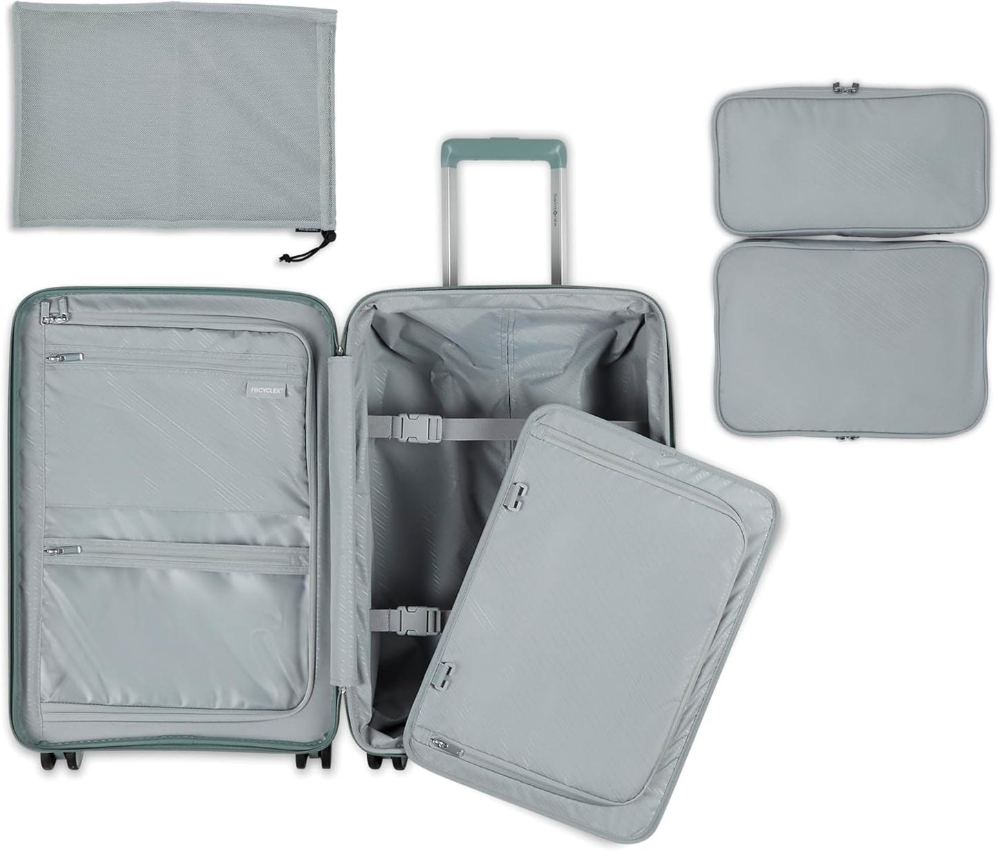 Samsonite Elevation Plus - Carry-On Hardside Luggage - Scratch Resistant Polypropylene Shell, RightHeight™ Adjustable Handle, Integrated AirTag Holder, TSA Lock, WetPak™ Compartment - Cypress Green