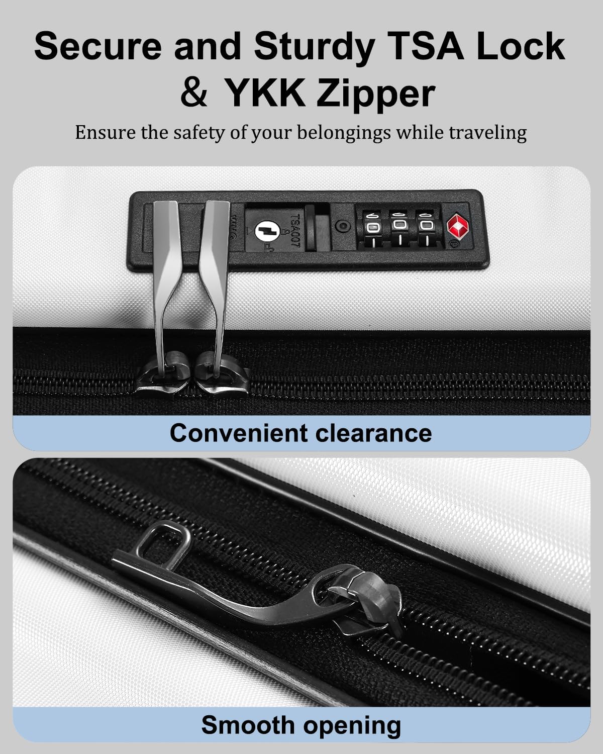 Expandable Checked Luggage, 28 Inch Luggage with Spinner Wheels, Lightweight ABS+PC Hard Shell Large Suitcase with Top Opening, TSA Lock (White, 1PC)
