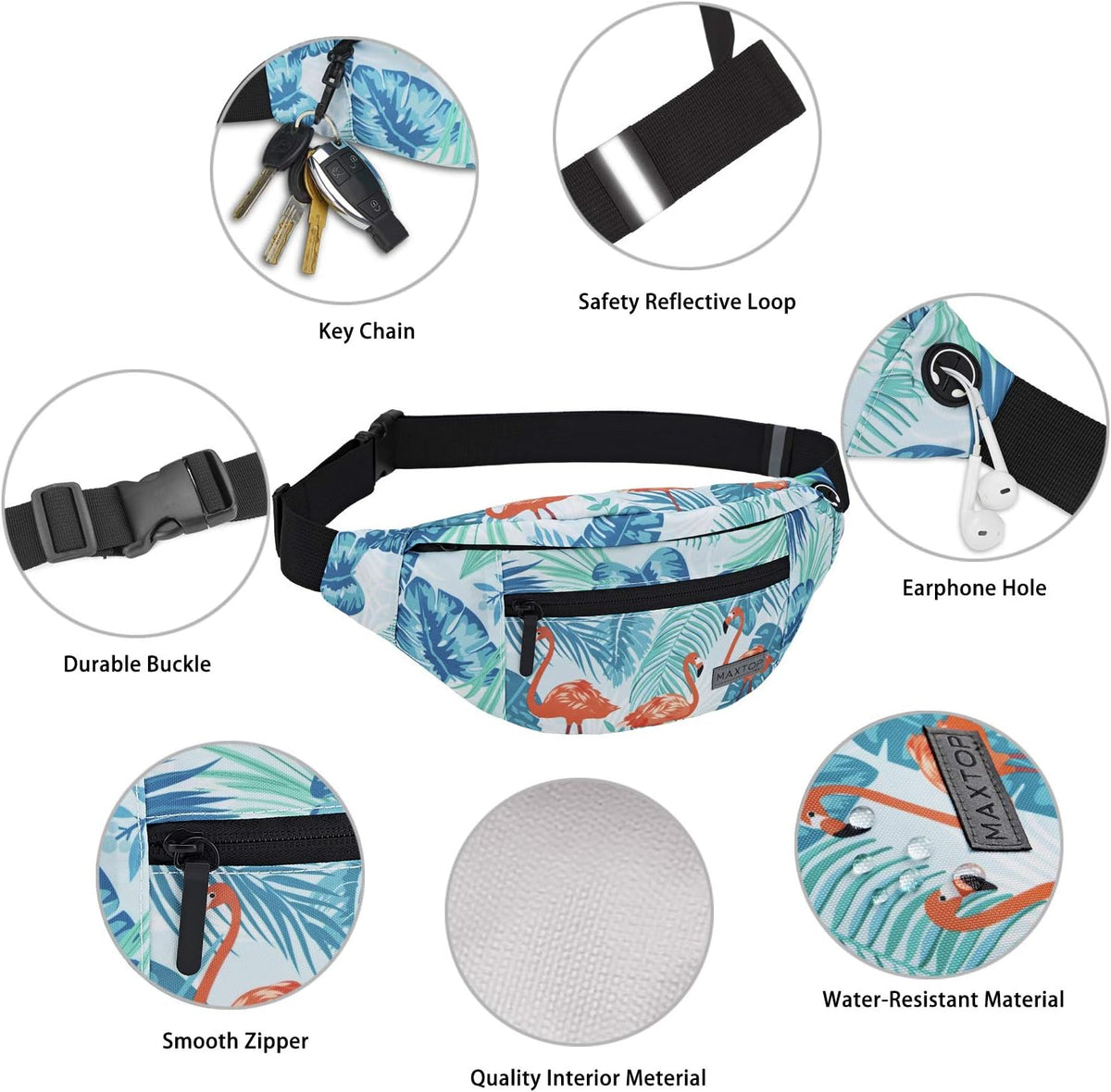 MAXTOP Large Crossbody Fanny Pack with 4-Zipper Pockets,Gifts for Enjoy Sports Festival Workout Traveling Running Casual Hands-Free Wallets Waist Pack Phone Bag Carrying All Phones