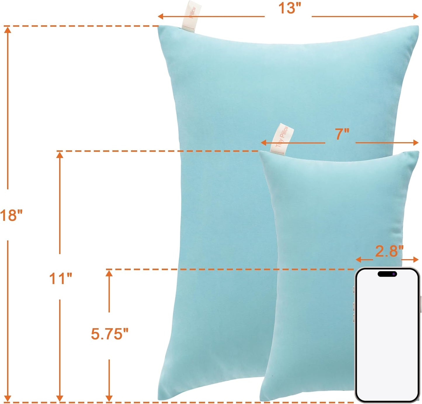 NTBAY Toddler Pillows, Down Alternative 13"x18" Pillows, Machine Washable - Soft and Breathable Travel Small Pillows for Sleeping, Ideal for Daycare, Crib, Cot, Aqua