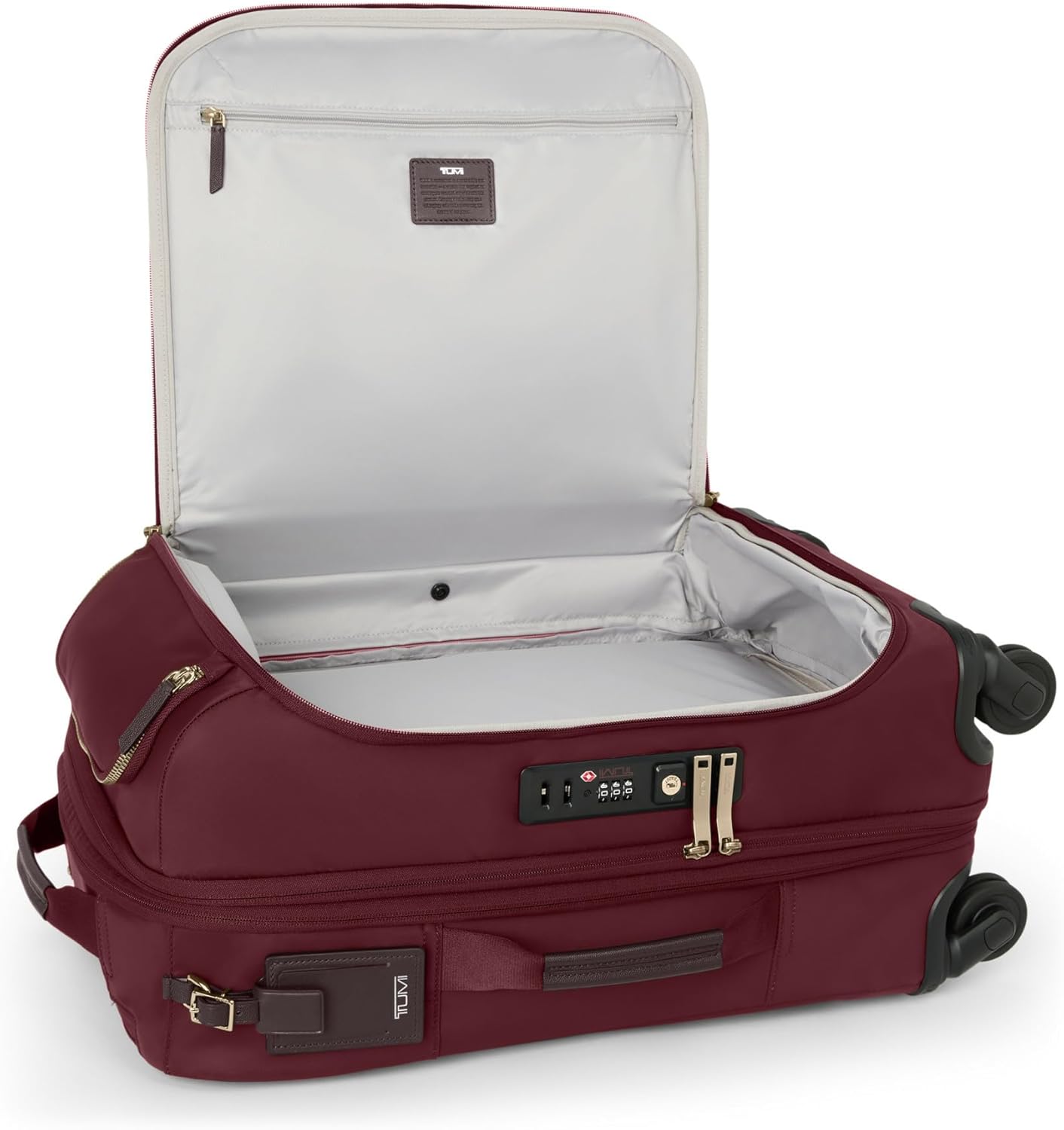 TUMI - Voyageur Leger 4 Wheeled Luggage - Women's Lightweight and Spacious, Sleek Silhouette, Durable Premium Suitcase - 21.8" International Expandable Carry-On, Wine
