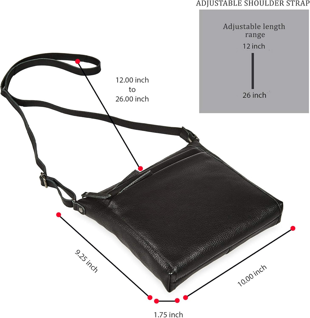 Small Soft Genuine Leather Crossbody Purse Women’s Sling Crossover Shoulder Travel Handbag with Triple Zipper