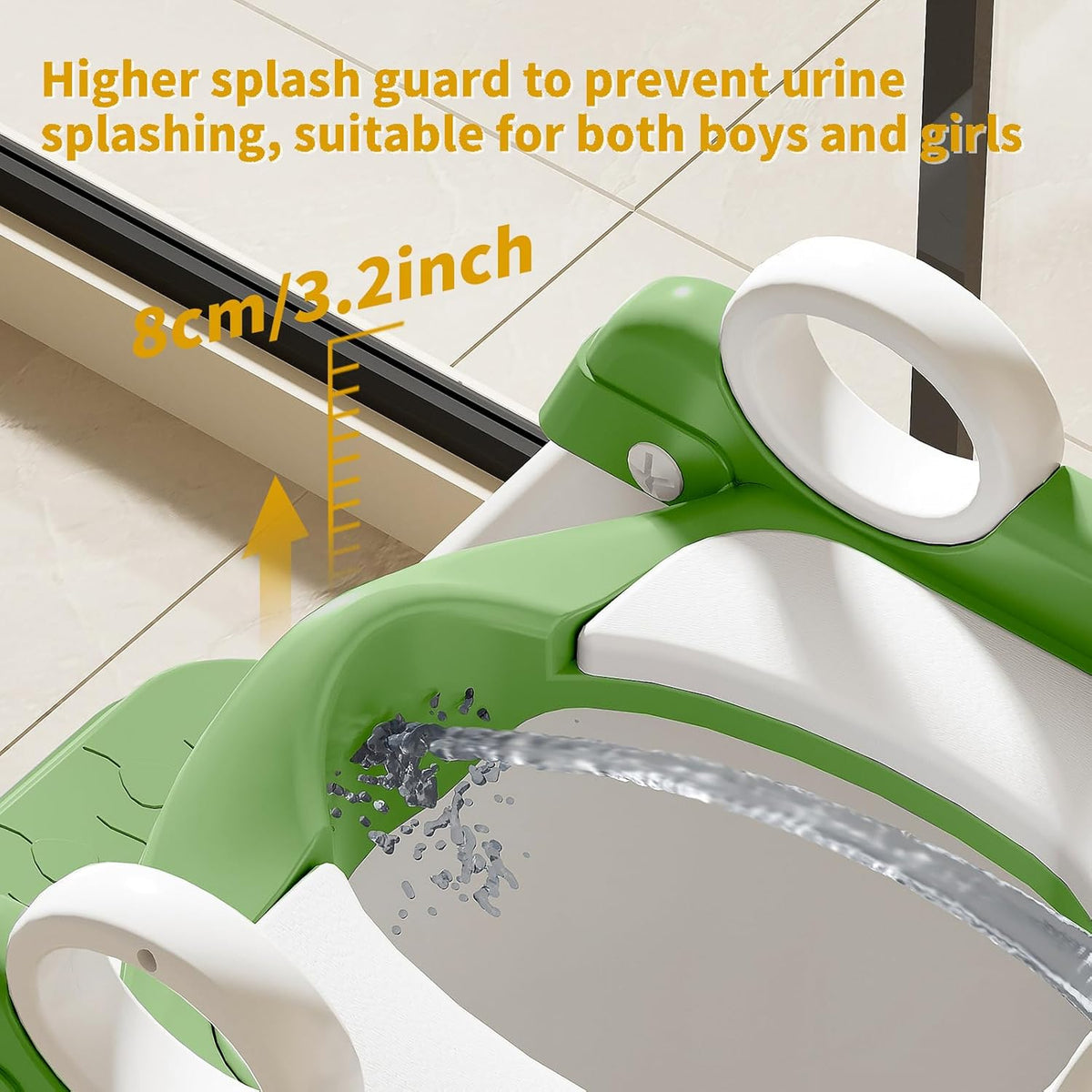 Potty Training Seat,Non Slip Foldable Toilet Training Seat with Soft Cushion, Comfortable HandlesUpgrade Toddler Toilet Seat for Kids Boys Girls,Potty Training Toilet Seat with Step Stool Ladder,Green