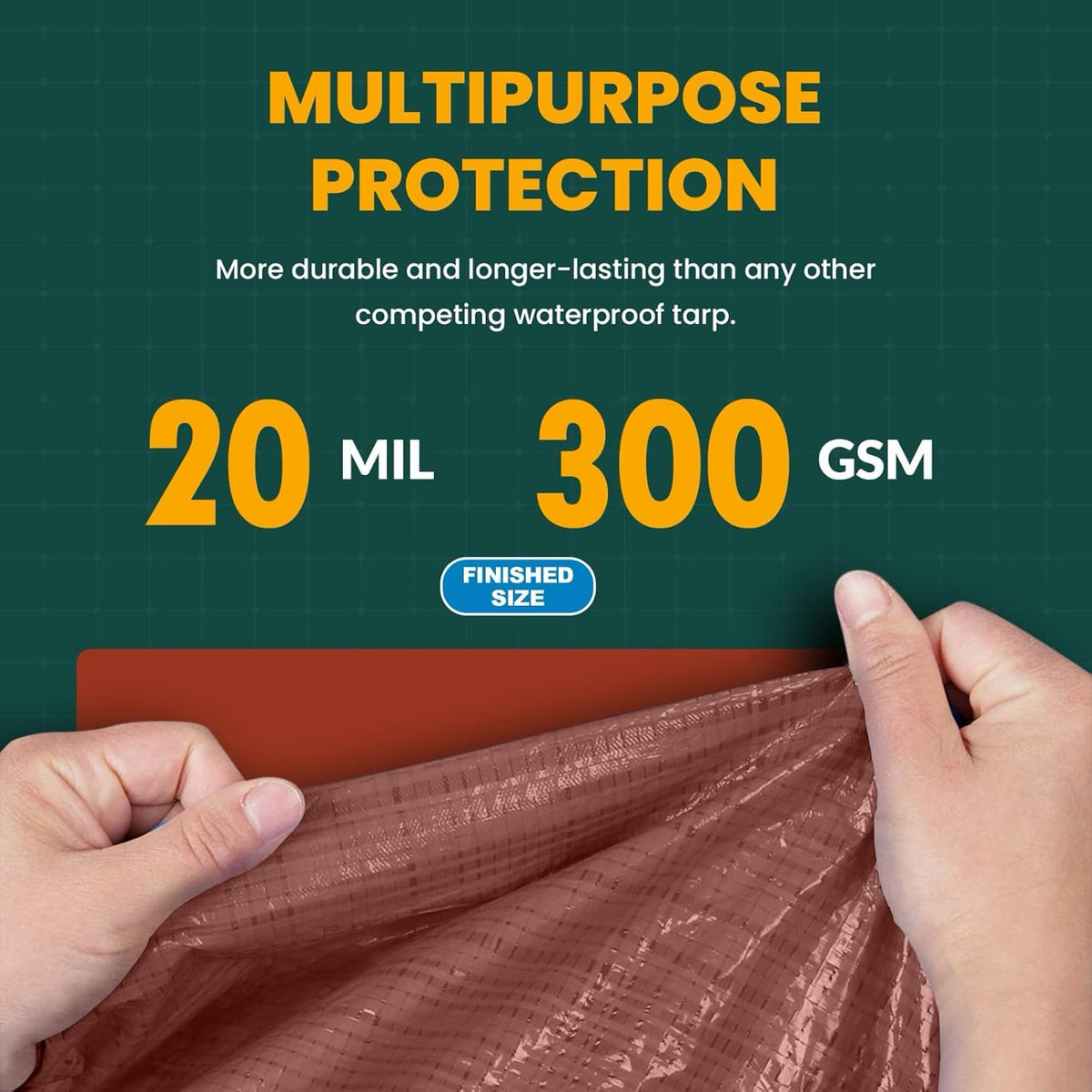 Large Waterproof Tarp - Heavy Duty 20 Mil Thick Poly Tarpaulin Ideal for Canopy Tents, Boats, RV or Pool Covers - Multipurpose Protective Tarps with Grommets for Indoor and Outdoor Use | 30' x 50'