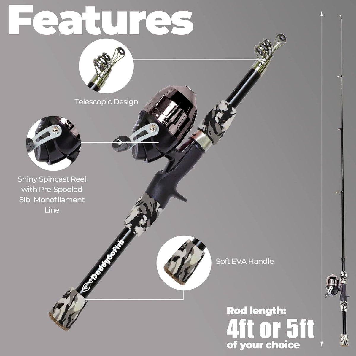 DaddyGoFish Kids Fishing Pole - Rod Reel Combo Tackle Box Starter Set - First Year Small Gear Kit for Boys Girls Toddler Youth Age Beginner Little Children
