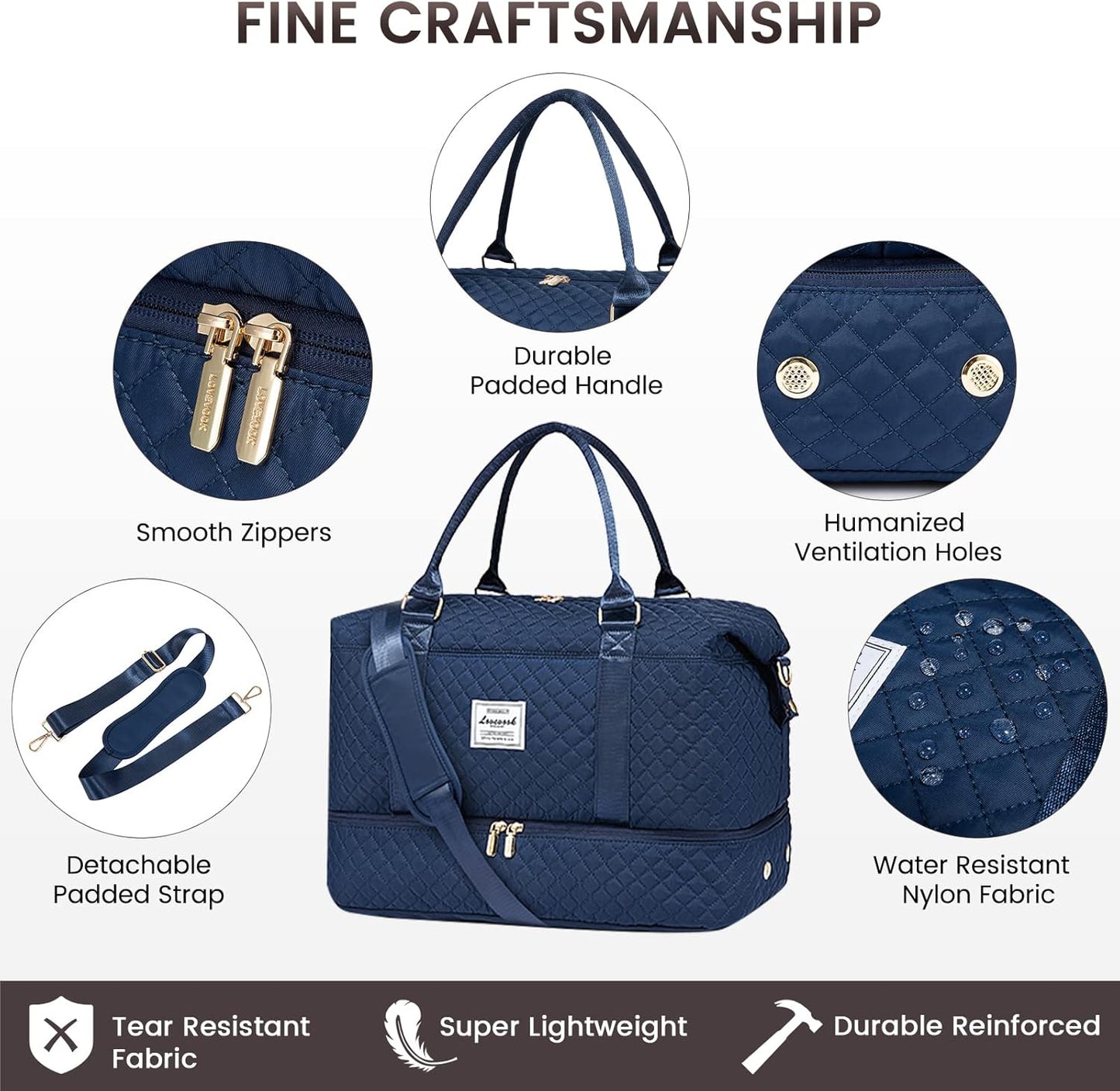 LOVEVOOK Travel Duffle Bag,Weekender Bags for Women with Shoe Compartment，Carry on Overnight Bag with Toiletry Bag,Gym Duffel Bag with Wet Pocket, Hospital Bags for Labor and Delivery