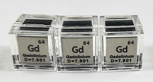 0.39" 10mm Gadolinium Metal Cube Gd up to 99.9% Pure Periodic Table Element Engraved Density Collection Science Education Display Block Cube + Acrylic Case Box - 1PC