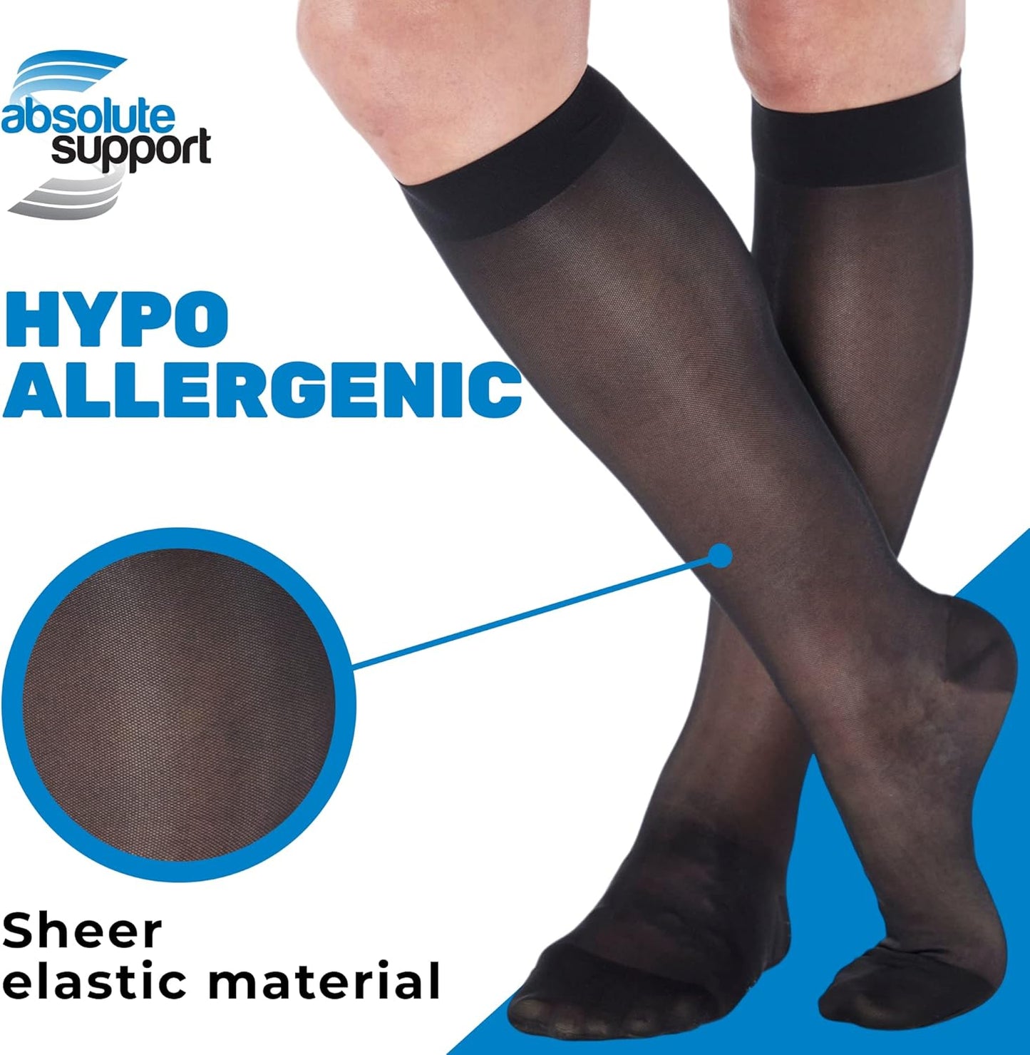 (3 Pairs - Closed Toe) Made in USA - Wide Calf Compression Stockings for Women 15-20mmHg - Womens Compression Knee High Support Socks for Circulation, Embolism, Edema - Black, 3X-Large - A101BL6-3
