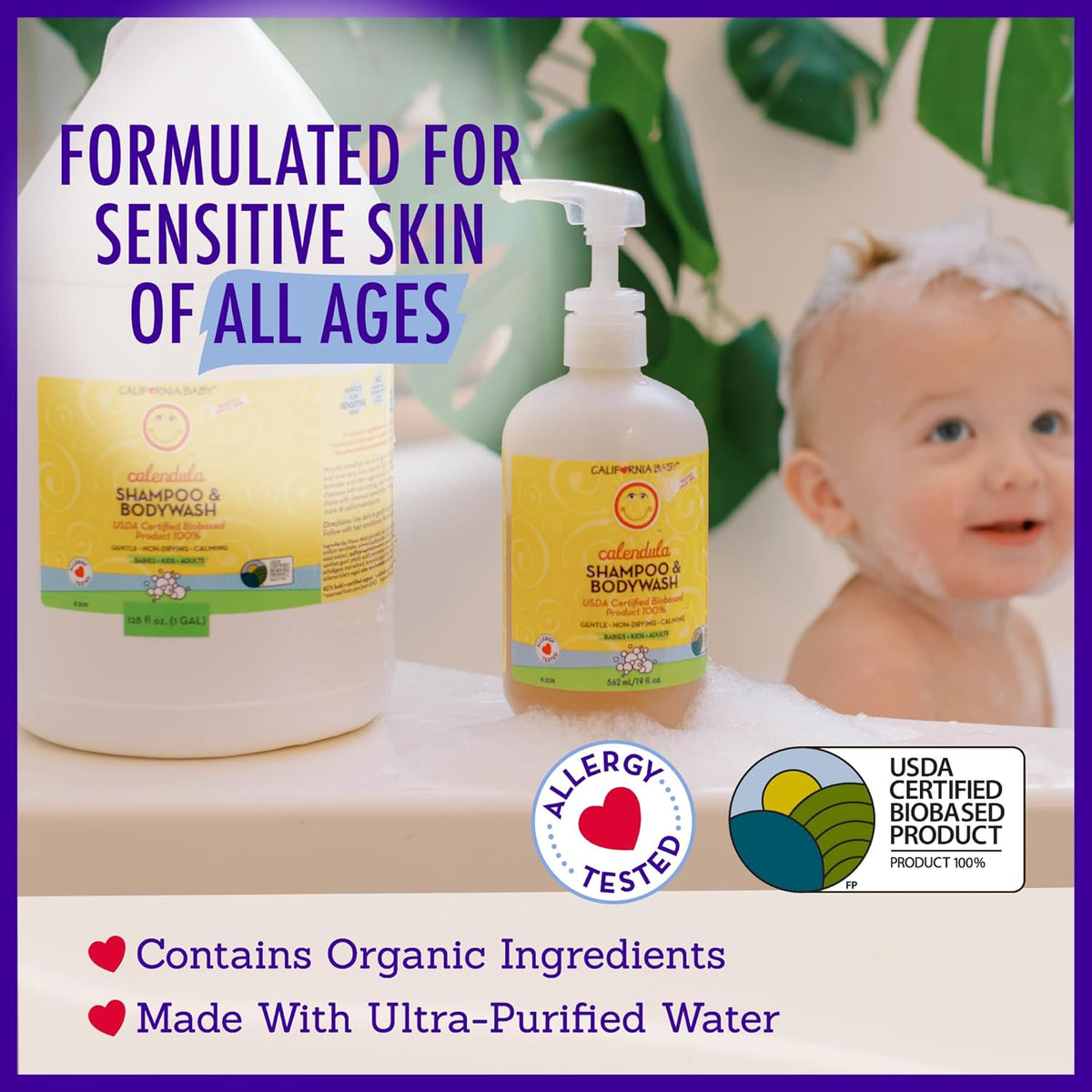 California Baby Calendula Shampoo and Body Wash | 100% Plant-Based (USDA Certified) | Allergy Friendly | Soothing Baby Soap and Toddler Shampoo for Dry, Sensitive Skin | 562 mL / 19 fl. oz.