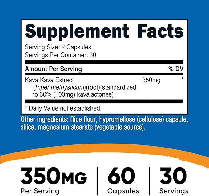 Nutricost Kava Kava Capsules 350 MG Per Serving, 60 Capsules, 30 Servings - Non-GMO, Vegan