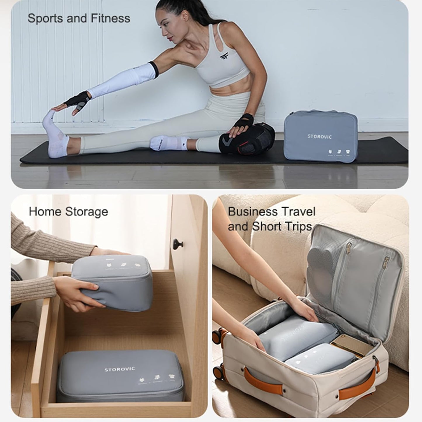 Packing Cubes for Suitcases - Premium Travel Organizer Bags, Water-Resistant, Odor-Eliminating, Soft & Portable Luggage Accessories, Blue（8.3” × 6.1” × 4.5”） S