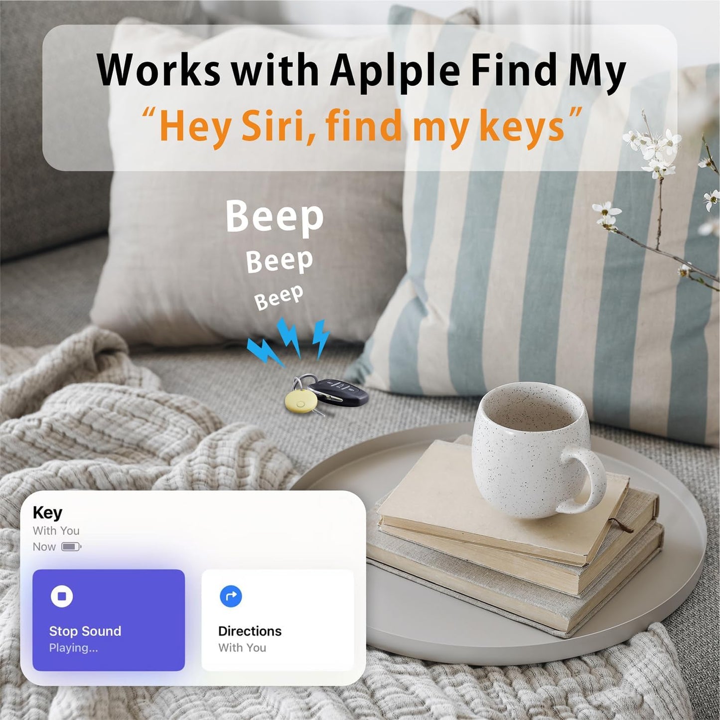 Air Tracker 2 Pack, Smart Bluetooth Tracker Works with Apple Find My (iOS Only), Item Finder Trakcer Tag Locator for Keys, Luggage, Backpack, IP67 Waterproof