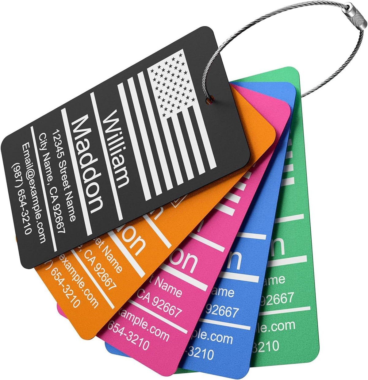 Luggage Tags for Suitcase - Green Personalized Engraved Metal Tag for Cruise Travel - Custom Name Tags Suitable for Bags and Backpacks
