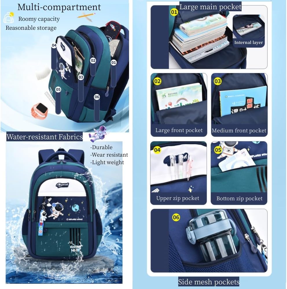 Astronaut-space Kids Backpack for Girls Elementary Middle School Backpack Book Bags for Girls Lightweight Back Pack Purple