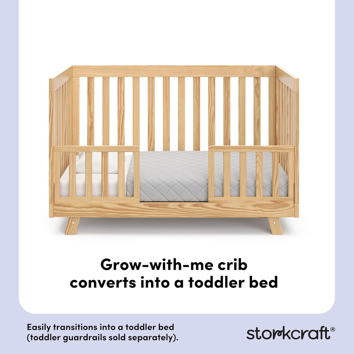 Storkcraft Beckett Grow-with-Me Convertible Crib (Natural) – GREENGUARD Gold Certified, Converts to Toddler Bed & Daybed, Fits Standard Crib Mattress, Easy-to-Assemble