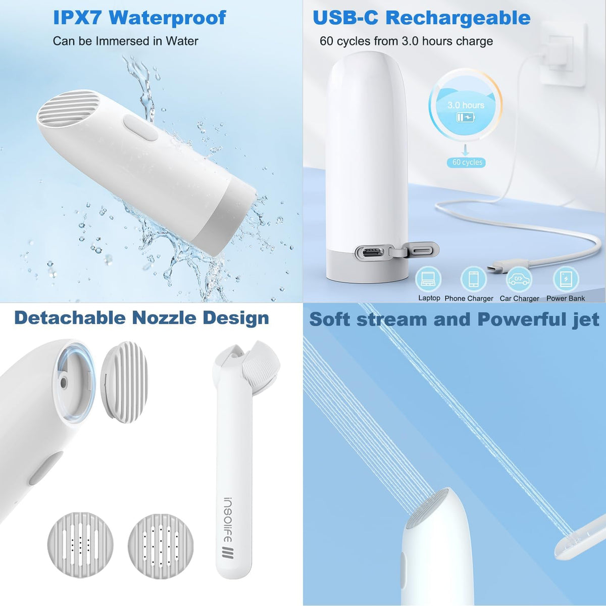 Portable Bidet | High Pressure | Travel Bidets with 2 Different Nozzle | Rechargeable Electric Portable Bidet for Men & Women | Portable Bidets for Travel