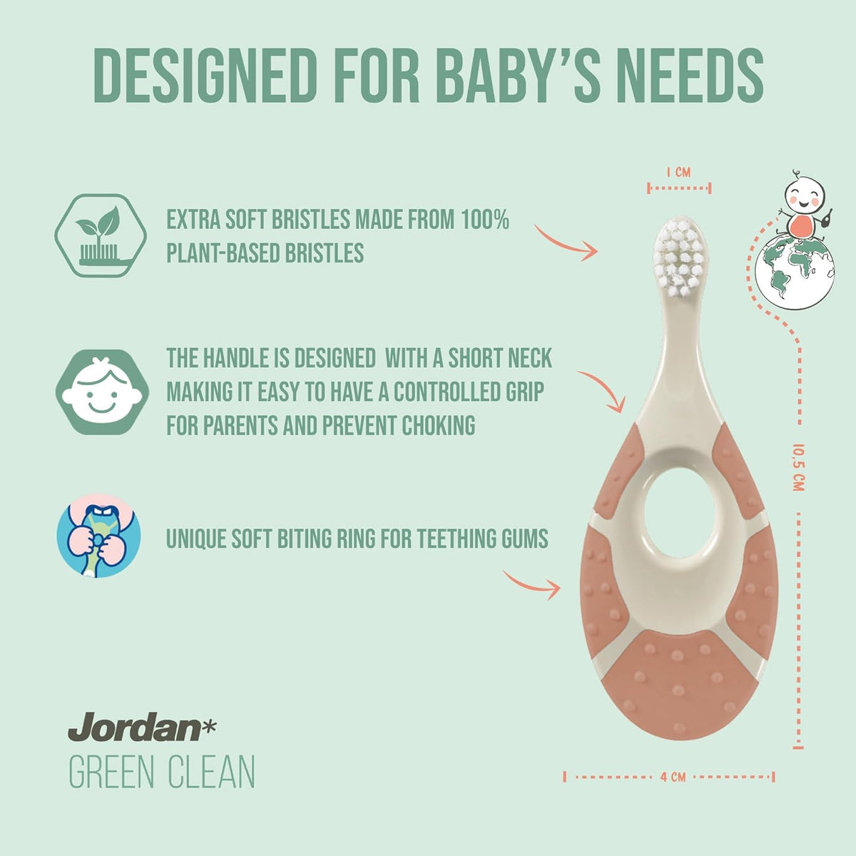 Jordan* ® | Green Clean Toothbrush | Award Winning Sustainable Toothbrush Made from Recycled Materials | Eco-Friendly | Scandinavian Design | Soft Bristle Toothbrush | Adult Toothbrush x 4 Units + Bab