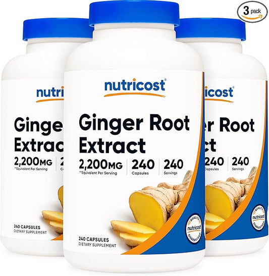 Nutricost Ginger Root Extract 550mg, 240 Capsules (3 Bottles)