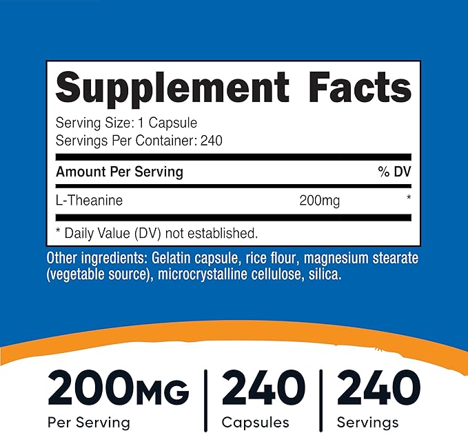 Nutricost L-Theanine 200mg, 240 Capsules - Double Strength