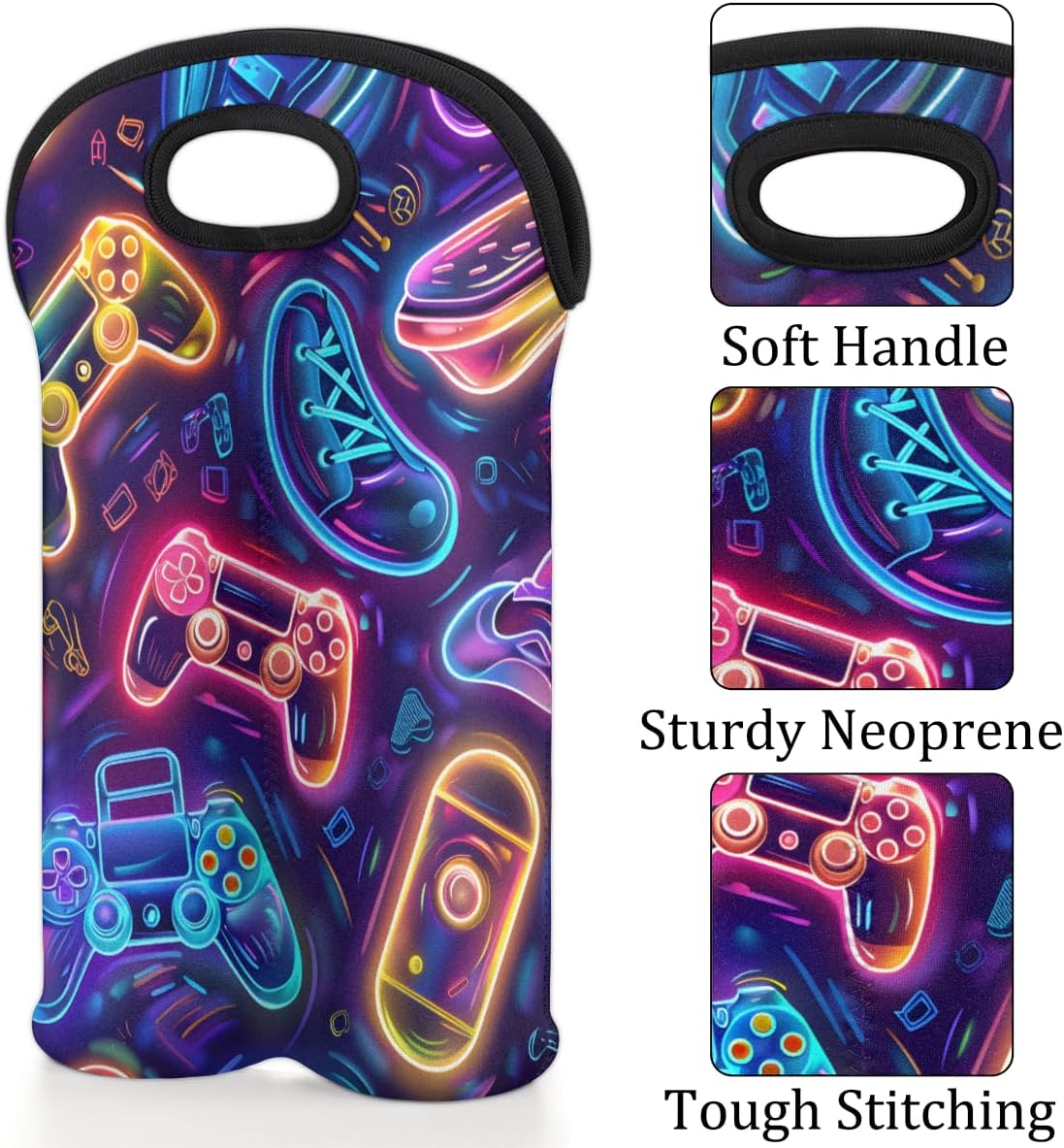 Neoprene Wine Tote, Bottle Carrier Gag Insulating Neoprene Thicker, Insulated Wine Bag for Travel Holds Two Bottles, Bottle Carrier Bags Protect the Bottles, Game Console