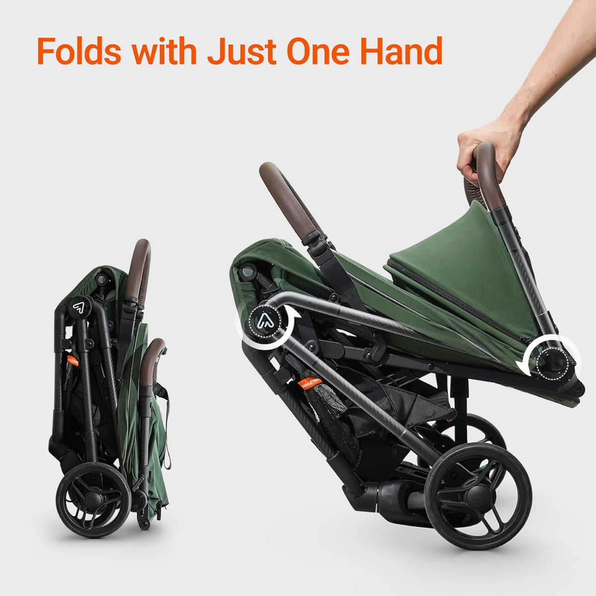 Lightweight Baby Travel Stroller with Carbon Fiber Frame, Compact & Airplane-Friendly, One-Handed Folding Design, 11.6 lbs, Perfect for Toddlers, Green