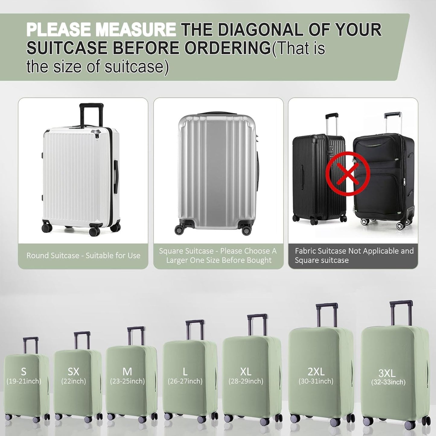 Travel Luggage Cover - Scratch-Resistant Fit 19-31 Inch Suitcase Protector (Cyan, S(19-21 inch))