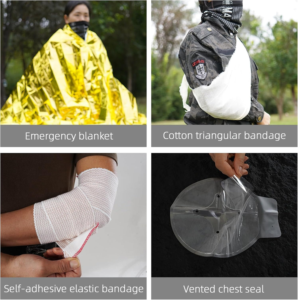 IFAK Trauma Kit, Molle Pouch Emergency Survival Kit, 6” Israeli Straps, Chest Seal Vented, Self-Adhesive Elastic Bandage, for Wound Care(Black)