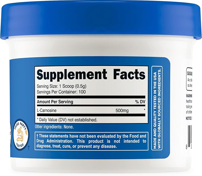 Nutricost L-Carnosine Powder 50 Grams (100 Servings) - Non-GMO