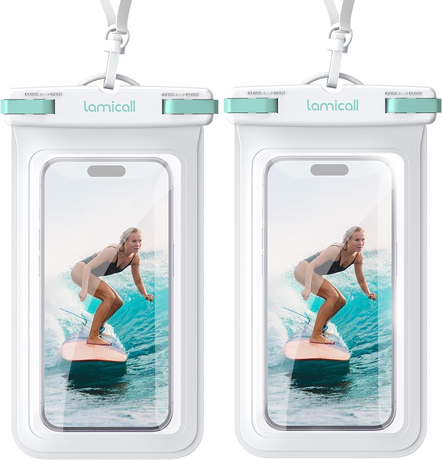 Lamicall 2 Pack Green White Cell Phone Bag, for Mother Mom, Birthday Gift for Father Teens Girls Boys Phone Pouch
